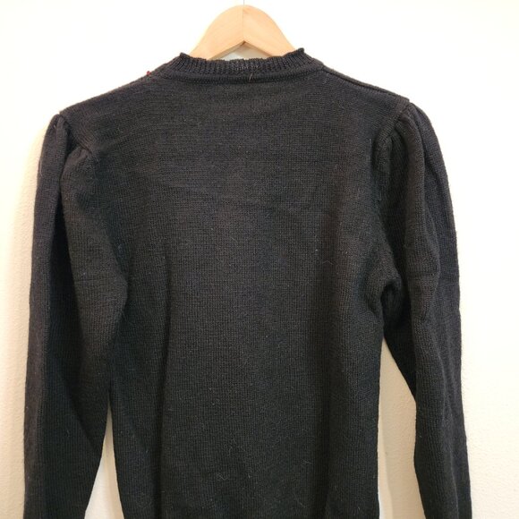 VTG Handknit Mock Neck Sweater Wool Size M Flower Ribbon Whimsical Fairy Grunge - Picture 13 of 16